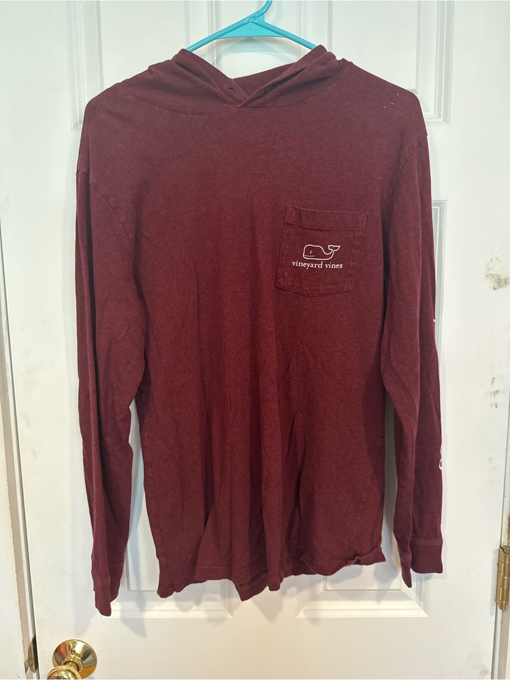 Vineyard Vines Maroon Long-Sleeve Hooded Pocket Tee